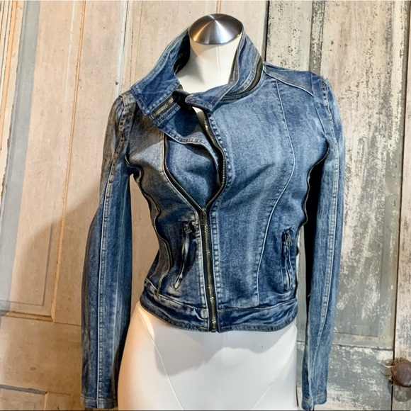 Jackets & Blazers - NEW Jean Moto Denim Jacket size M Medium